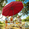Costway 10 FT Patio Umbrella with Crank Tilt Adjustment Ruffles Vented Top 8 Ribs Red