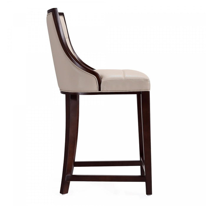 Fifth Avenue Traditional Wood Upholstered Counter Stool in Cream - Set of 3