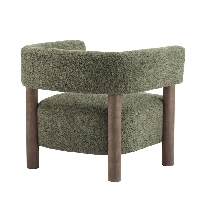 Evelyn Accent Arm Chair with Comfortable Seating and Boucle Upholstery,Olive Green Accent Chair