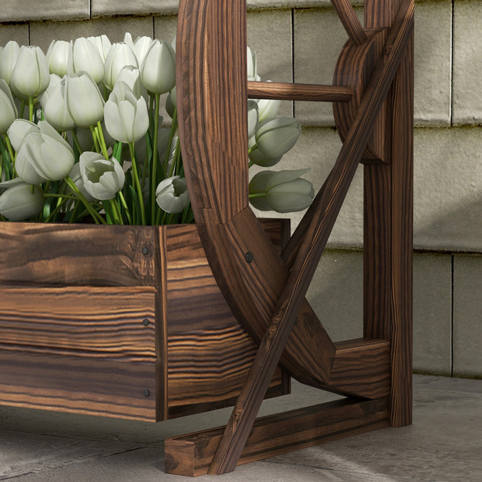 Outsunny 2-tier Raised Garden Bed, Wooden Wagon Planter Boxes With Drainage Holes, For Vegetables Flowers Herbs