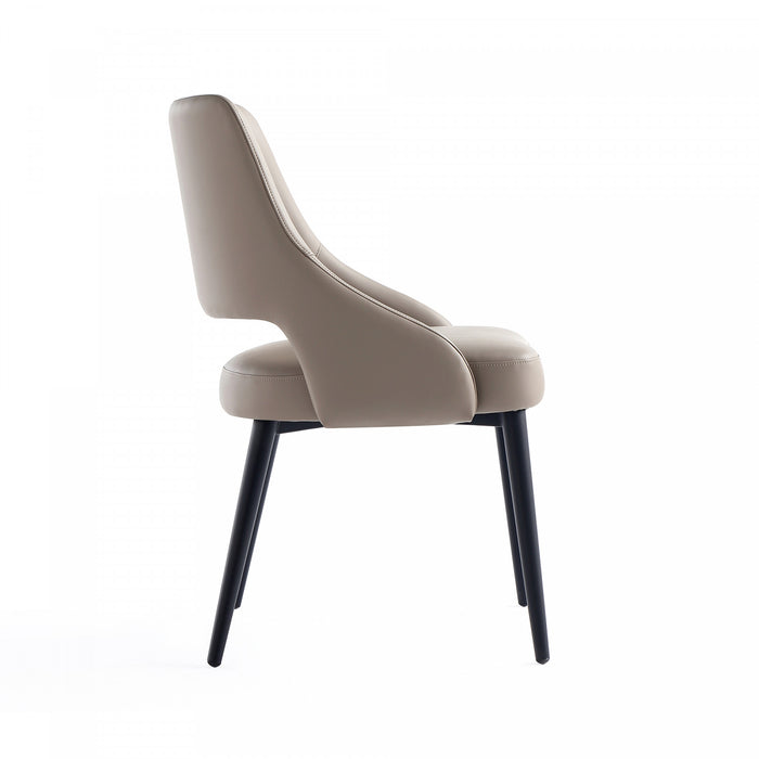 Tremont Modern Vegan Leather Metal Dining Chair in Taupe - Set of 2