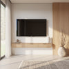 Nordika Slim 72" Wall-Mounted TV Stand with 3 Storage Cabinets - Natural Blonde Oak | Meuble pour téléviseur mural mince Nordika de 72 po avec 3 armoires de rangement - chêne blond naturel