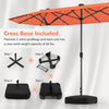 Costway 13 FT Double-sided Patio Umbrella with Solar Lights Crank Handle Umbrella Base Orange