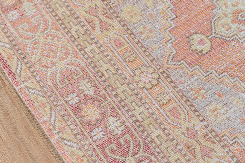 Poppy Traditional 9'3\" x 11'10\" Area Rug in Pink Indoor Area Rug