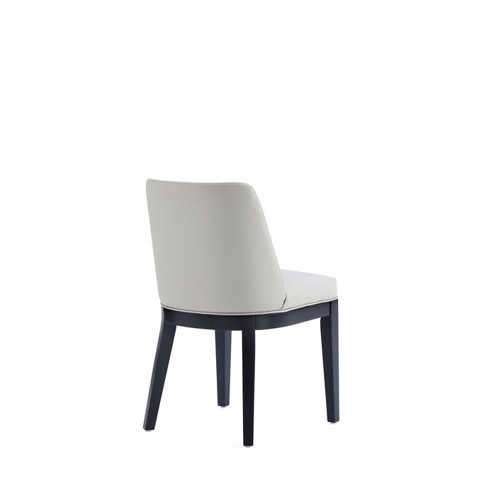 Gansevoort Modern Wood Vegan Leather Dining Chair in Stone Gray - Set of 4