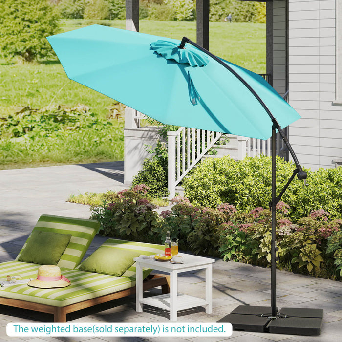 Costway 10 FT Patio Offset Umbrella with Easy Tilt Adjustment Crossed Base Vented Top Turquoise