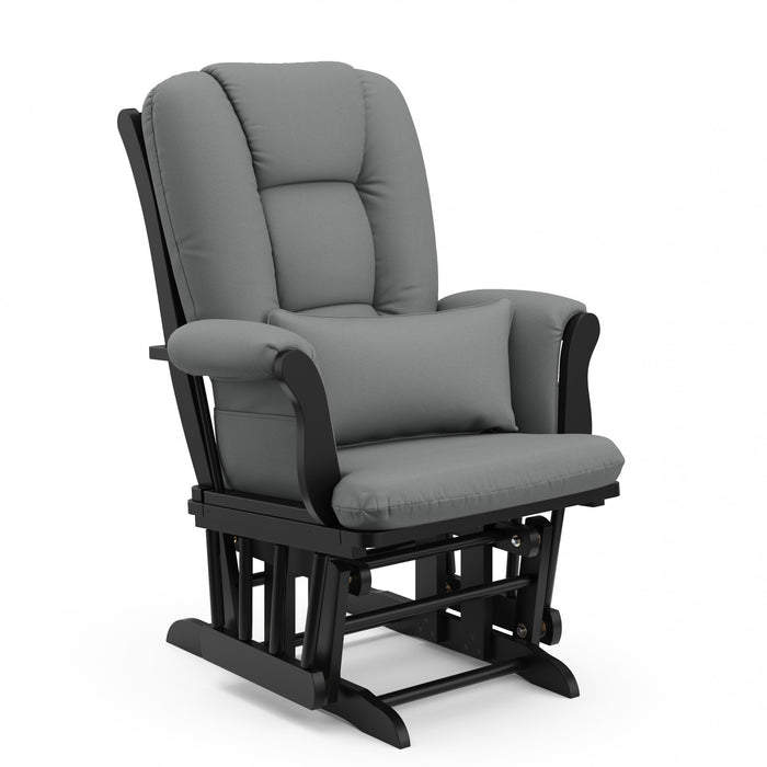 Storkcraft Tuscany Glider and Ottoman - Black/Gray