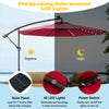 Costway 10 Ft Patio Solar LED Offset Umbrella 40 Lights Crank Cross Base Wine