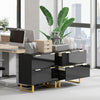 HOMCOM 2 Drawer File Cabinet Lateral Filing Cabinet High Gloss Black