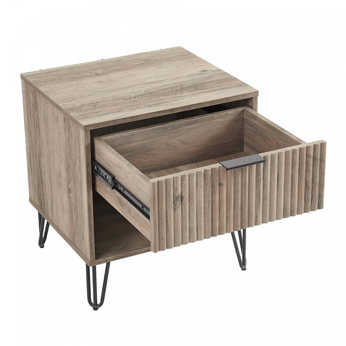 Dumbo Modern 20\" Fluted Nightstand in Rustic Gray (1-Drawer)