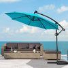 Costway 10FT Patio Offset Umbrella Solar Powered LED 360Degree Rotation Aluminum Turquoise