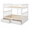 Brady Solid Wood Convertible Full Bunk Bed With Drawers - White Lit Superpose Convertible Brady En Bois Massif, Taille Double, Avec Tiroirs - Blanc