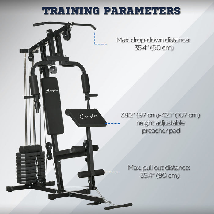 Soozier Home Gym Machine With 99lbs Weight Stack, Multifunction Power Tower