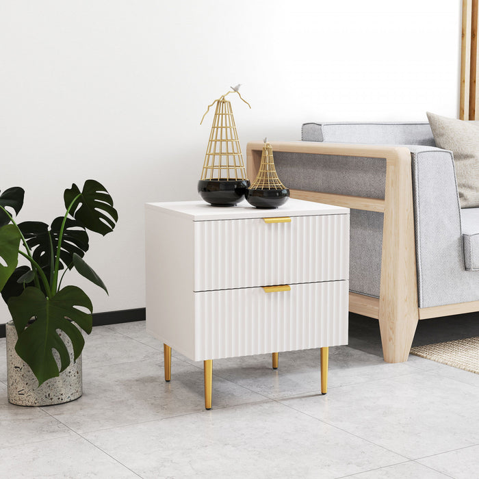 HOMCOM Nightstand, Bedside Table, Side End Table with 2 Drawers, White