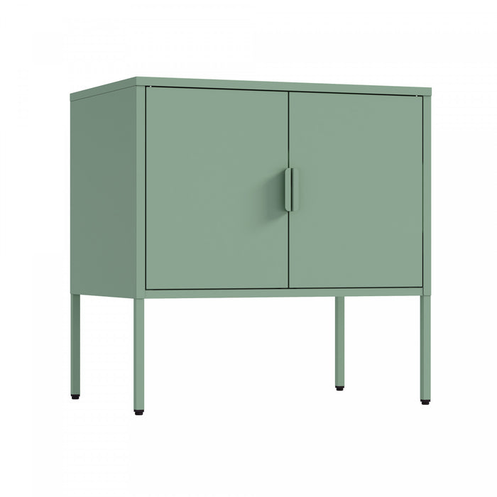 Ava Modern 24\" Metal Accent Cabinet in Sage Green