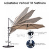Costway 11' Patio Cantilever Offset Umbrella 360 degrees Rotation Aluminum Tilt Tan