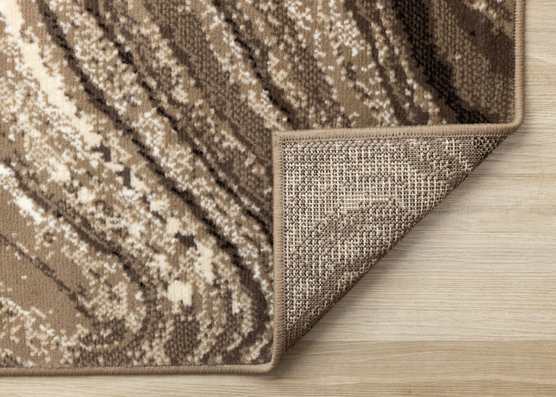 Forte Brown Cream Soothing Waves Area Rug - 5'3\" x 7'5\"