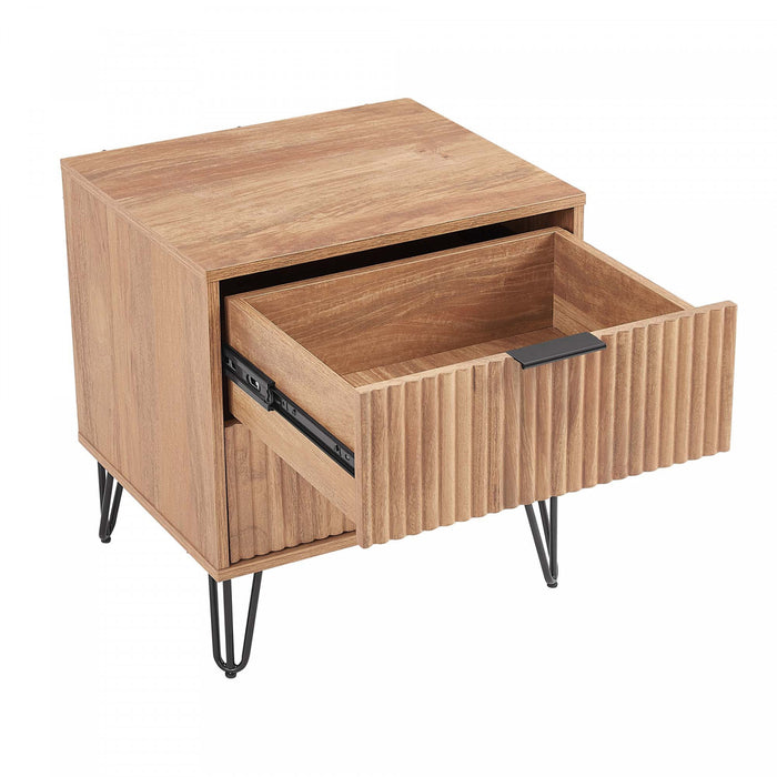 Dumbo Modern 20\" Fluted Nightstand in Golden Brown (2-Drawer)