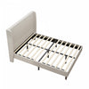 Harper Upholstered Queen Bed Frame with High Headboard, Chenille Fabric - Beige | Cadre de lit Queen Harper rembourre avec tete de lit haute, en tissu chenille, beige