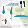 Costway 9 FT Patio Round Market Umbrella with Push Button Tilt, Crank Handle, Vented Top Turquoise