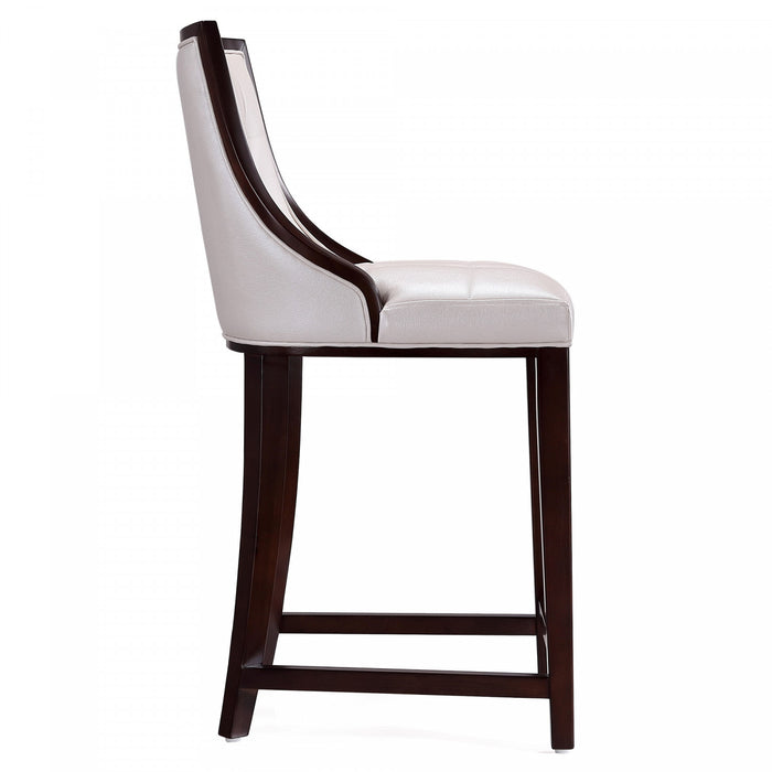 Fifth Avenue Traditional Wood Upholstered Counter Stool in Pearl White - Set of 2
