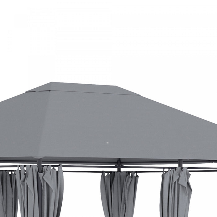 Outsunny 10' X 13' Outdoor Patio Gazebo Garden Pavilion Backyard Canopy Party Tent Shelter Summer Sun Shade W/ Steel Frame And Curtains, Grey