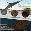 Costway 10 FT 112 LED Solar-Lighted Patio Market Umbrella Crank Tilt Outdoor Coffee
