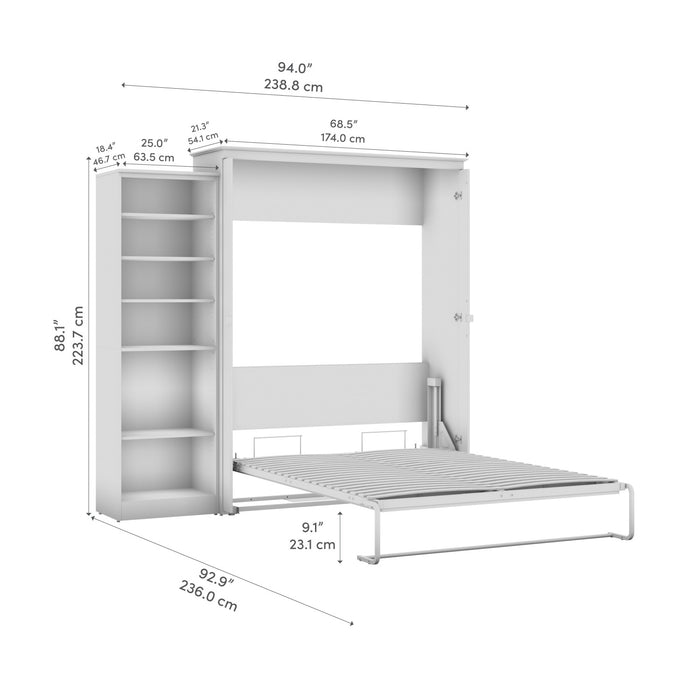 Bestar Key West Queen Murphy Bed with Closet Organizer (94 W) - Pure White Oak