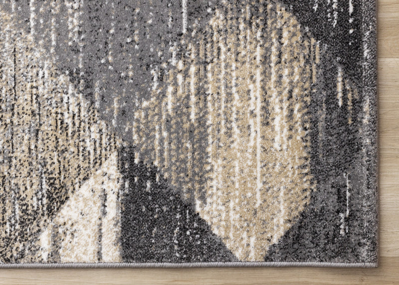 Dayton Grey Beige White Distressed Diamond Pattern Rug, 5'3\" x 7'7\" Indoor Area Rug