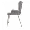 Luna Velvet Dining Chairs with Tufted Upholstered and Gold Metal Legs Set of 2, Grey  | Chaises de salle a manger Luna en velours avec revetement capitonne et pieds metalliques dores, lot de 2, gris