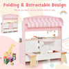 Costway 2 In 1 Kids Play Kitchen & Restaurant Double-sided Pretend Playset With Canopy