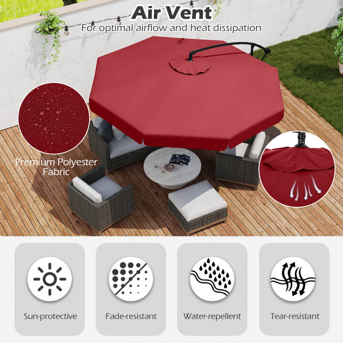 Costway 10 FT Offset Hanging Umbrella Patio Cantilever Umbrella with Cover Red