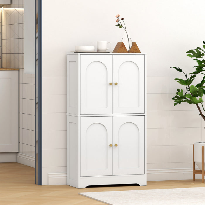 HOMCOM 43\" Kitchen Pantry Cabinet, Modern 4-Tier Storage Cabinet, White