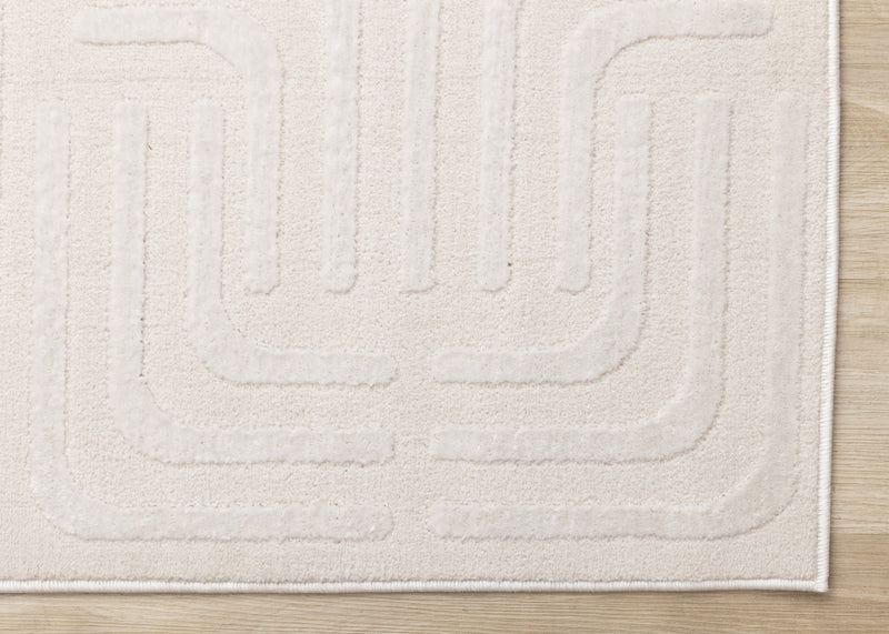 Leonardo Cream Beige Oriental Trellis Pattern Rug, 6'7\" x 9'6\" Indoor Area Rug
