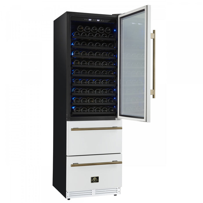 Forno Azienda 24\" Dual Zone Wine Cooler, 15.8 Cu.Ft, 108 Bottles & 100 Cans, White - FWCDR6628-24WHT Refrigerator