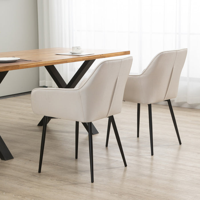 HOMCOM Dining Chairs Set of 2, Upholstered Accent Chairs with Metal Legs