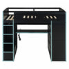 Jerry Wood Loft Bed with Desk and Storage,Full Size,Blue Full Bed | Jerry Lit mezzanine en bois avec bureau et rangement, Taille Double, Bleu