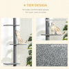 Pawhut 100" Floor To Ceiling Cat Tree W/ 3 Perches Activity Center For Kittens Cat Tower Furniture, |Pawhut 100" Arbre A Chat Du Sol Au Plafond Avec 3 Perchoirs Centre D'activites Pour Chatons Cat Towe