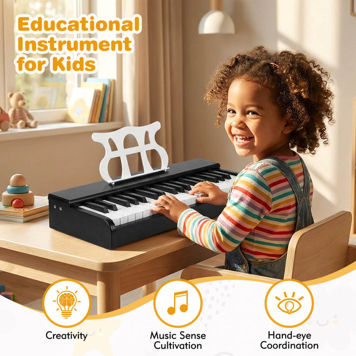 Costway 30 Keys Kids Piano Keyboard with Removable Music Stand, One-key Start Function Black