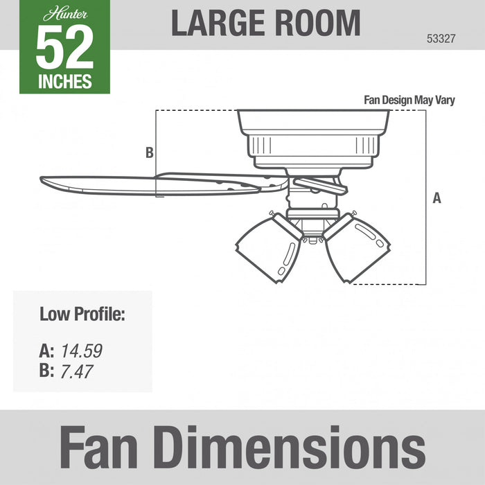 Builder Low Profile Ceiling Fan with Light Fixture - Bronze