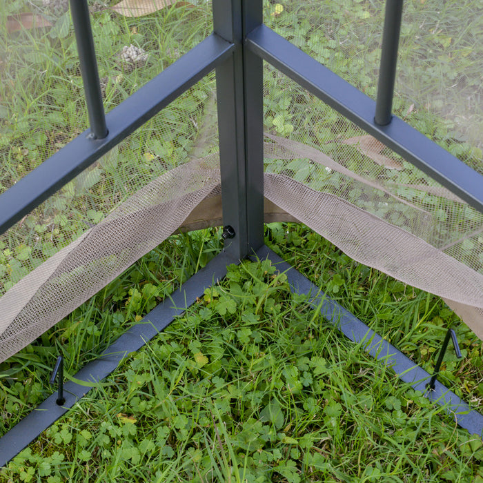 Outsunny 10' X 10' Steel Outdoor Patio Gazebo Canopy With Removable Mesh Curtains, Display Shelves, & Steel Frame, Brown
