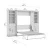 Bestar Key West Full Murphy Bed & Closet Organizers with Doors & Drawers (113 W) - Pure White Oak|Lit double escamotable Key West de Bestar de 113 po (L) avec organisateurs de garde-robe, portes et tiroirs - blanc chêne solide