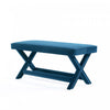 Abigail Mid-Century Modern Upholstered Velvet Accent Bench in Blue | Banc d’appoint Abigail style milieu du siecle moderne en velours bleu
