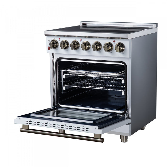 Forno Massimo 30 Inch Freestanding Electric Range, 5 radiant burners, 4.32 cu.ft., White -FFSEL6020-30WHT