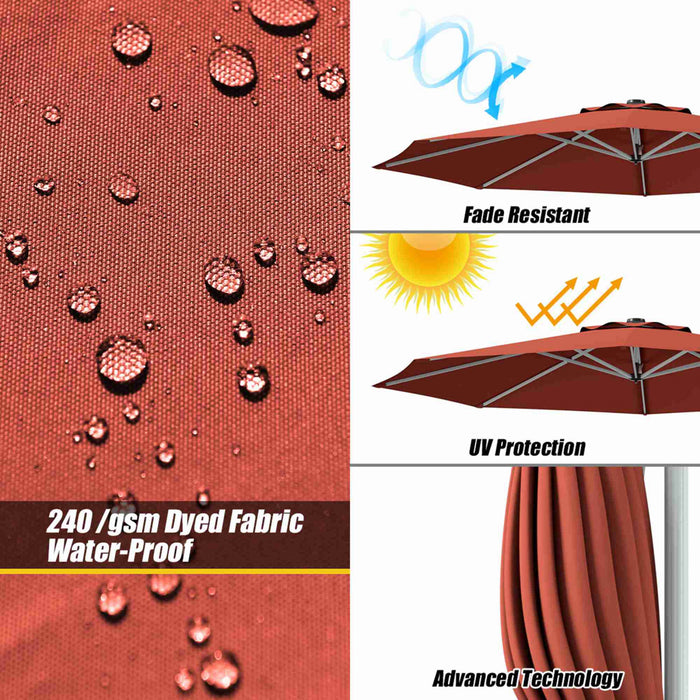 Costway 11' Patio Cantilever Offset Umbrella 360 degrees Rotation Aluminum Tilt Brick Red