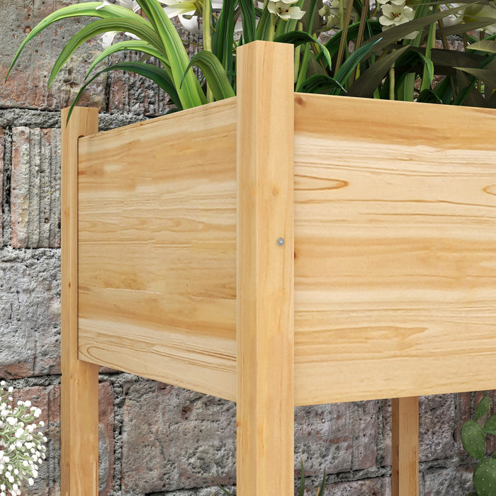 Outsunny Wooden Raised Garden Bed With Drain Holes, Bed Liner For Vegetables, Flowers, Herbs, Outdoor Elevated Planter Box With Legs For Backyard Patio Balcony, 45.3\"x21.7\"x31.5\"