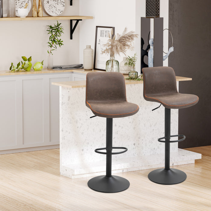 HOMCOM Bar Stools Set of 2, Swivel PU Leather Counter Height Bar Stools
