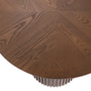 Voss Modern Round Dining Table with Ash Veneer Tabletop & Metal Base, Brown | Table a manger ronde moderne Voss avec plateau en frene et base metallique, brun