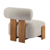 Luma Modern Boucle Lounge Chair with Rolled Backrest and Solid Wood Frame, Almond, Natural | Luma Fauteuil de Salon Moderne en Bouclette a Dossier Enroule et Cadre en Bois Massif, Amande, Naturel