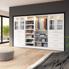 Bestar Florence 132" Modular Walk-In Closet System with LED Lights, Drawers, Doors and Shoe Shelves |Système de pièce-penderie modulaire Florence de Bestar de 132 po avec éclairages à DEL, tiroirs, por